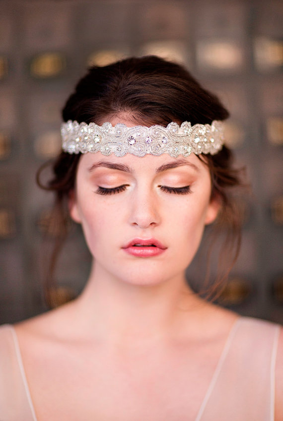 Daisy Swarovski beaded Headband or sash